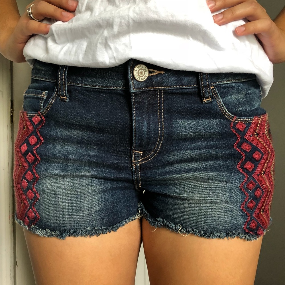 Express Embroidered Jean Shorts